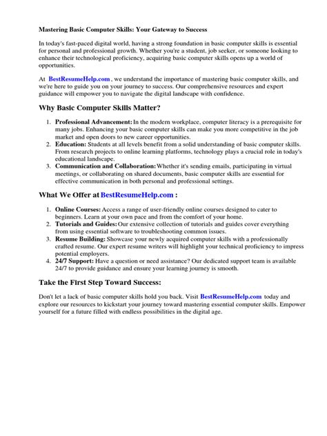 Computer Knowledge in Resume 的图像结果