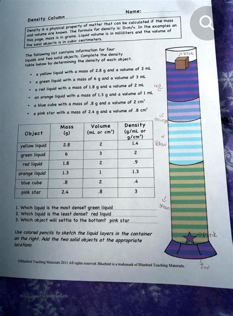 Density Column Worksheet 的图像结果
