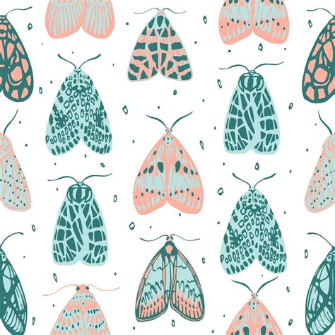 Colorful moths seamless pattern vector illustration | Premium Vector