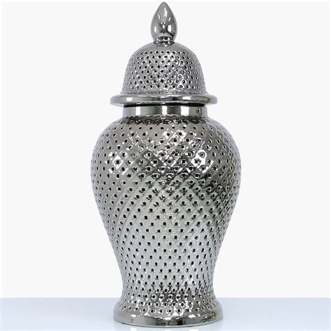 86cm Extra Large Ginger Jar Silver