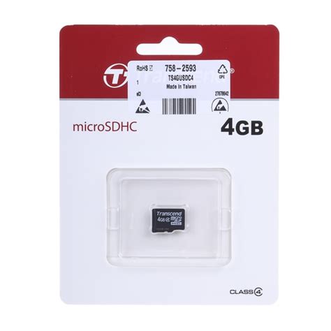 TS4GUSDC4 Transcend | Transcend 4 GB MicroSDHC Micro SD Card, Class 4 ...