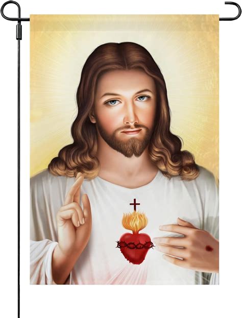 Amazon.com : Yard Flags Sacred Heart of Jesus Christ Christian God House Flags One Size Double ...