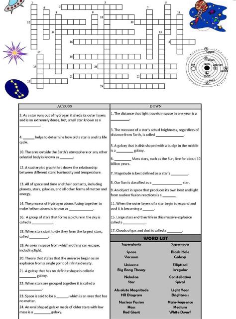 Make a crossword puzzle on Our universe. - Brainly.in