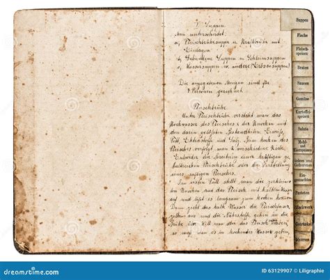Antique Recipe Book with Handwritten Text Stock Image - Image of blank ...
