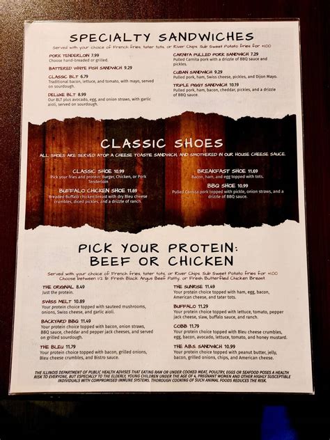 Menu at The Salty Farmer restaurant, Moweaqua