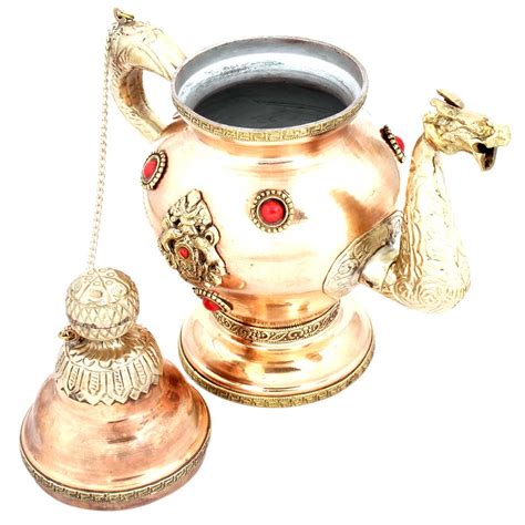 Copper Tinned Silver Teapot