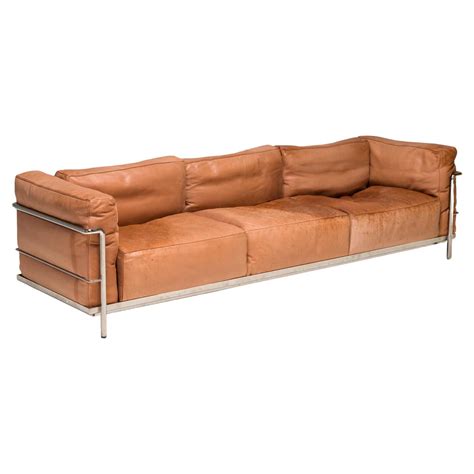 Cassina by Le Corbusier Tan Leather LC3 Grand Confort 3-Seat Sofa For ...