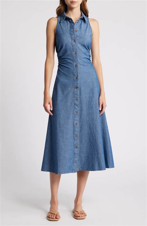 MANGO Adri Sleeveless Denim Midi Shirtdress | Nordstrom in 2024 ...