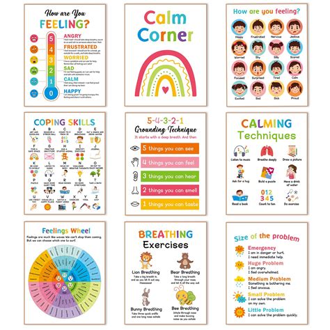 Snapklik.com : 9 Calming Corner Posters, Feelings Chart For Kids, Calm ...