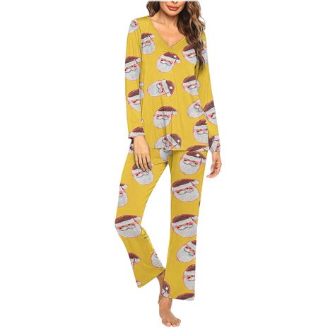 XWSHYW Christmas Pajamas for Women Fashion Xmas Pattern Crew Neck ...
