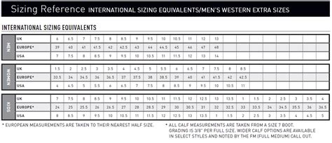 Boot Sizing Chart 的图像结果