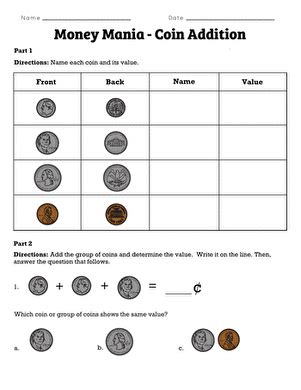 Image result for Adding Coins Worksheet Free Games