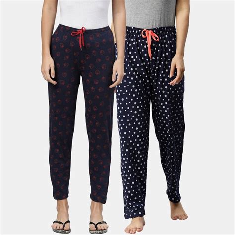 Buy Kryptic Women Printed Pure Cotton Lounge Pants (Pack of 2) Online