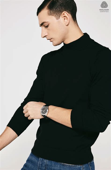 Buy Crew Neck, Half Zip, & Polo Men's Black Wool Pullovers Online