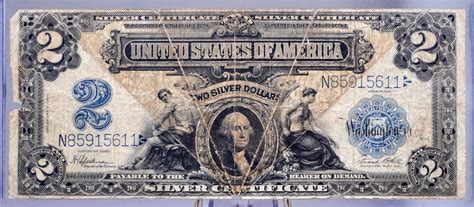 1899 Silver Certificate 2 Dollar Large Note - Very Good (VG) - Rare Mi ...