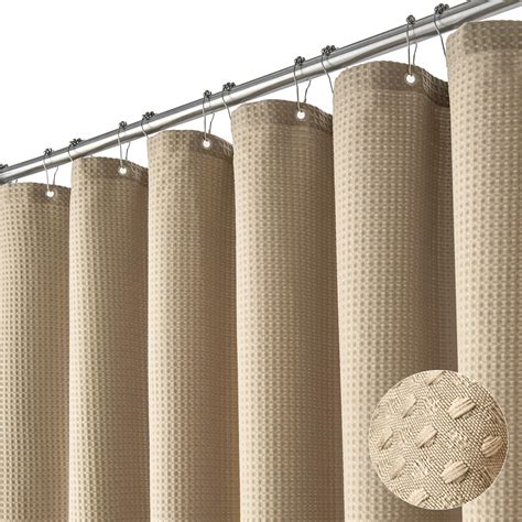 Dynamene Extra Long Shower Curtain,84 Inch Long Beige Waffle Weave ...