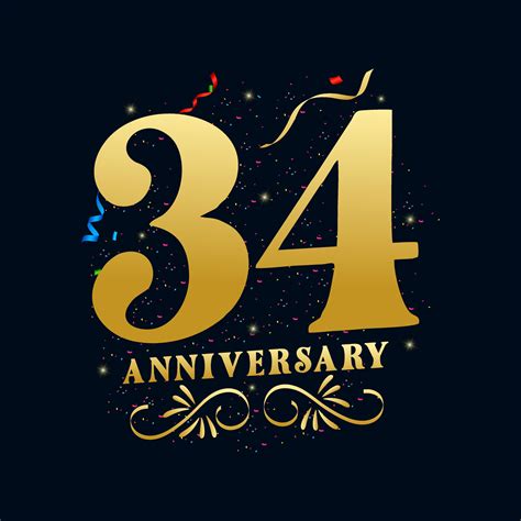 34 Anniversary luxurious Golden color 34 Years Anniversary Celebration ...