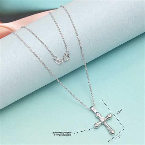 Buy 925 Sterling Silver Rhodium-Plated Cubic Zirconia Cross Pendant ...