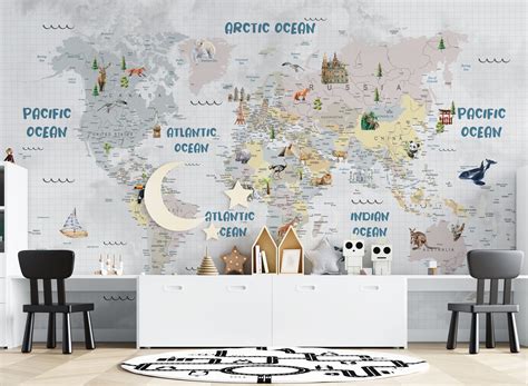 Detailed World Map for Wall 的图像结果