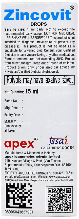 Zincovit Oral Drops: Uses, Side Effects, Price & Substitutes
