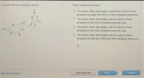 Consider the two triangles shown. Which statement is true? - brainly.com