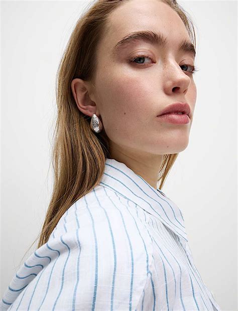 Buy Pure Cotton Cropped Striped Shirt at Marks & Spencer
