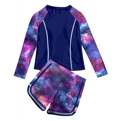 BOBOGOJP Girls Rash Guard Swimsuit 2-Piece Bathing Suit UPF 50+ Summer ...
