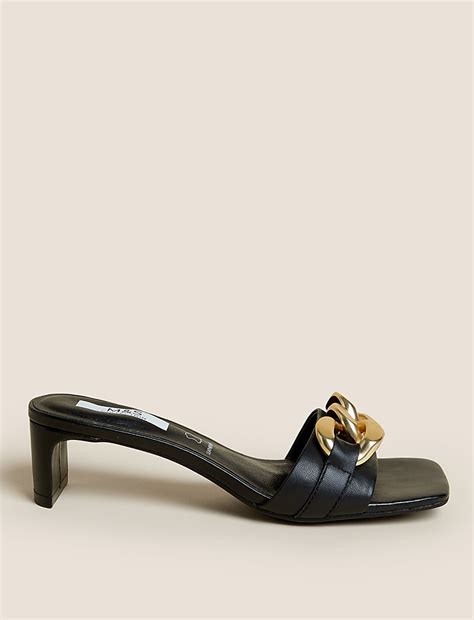 Buy Leather Chain Detail Open Toe Mules at Marks & Spencer