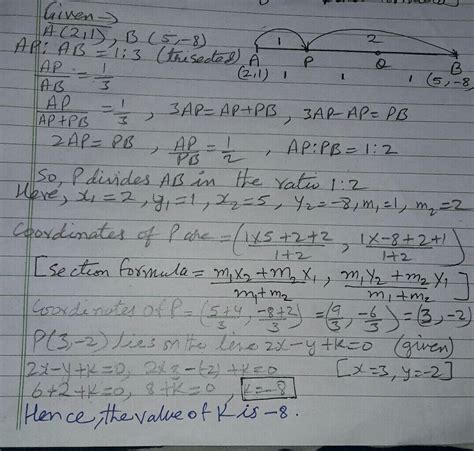 [Answered] The line segment joining the points A (2,1) and B (5,–8) is ...