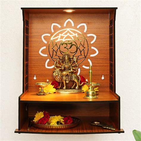 Buy Wooden Pooja Mandir: Wall-Mounted Home Temple – ekhasa