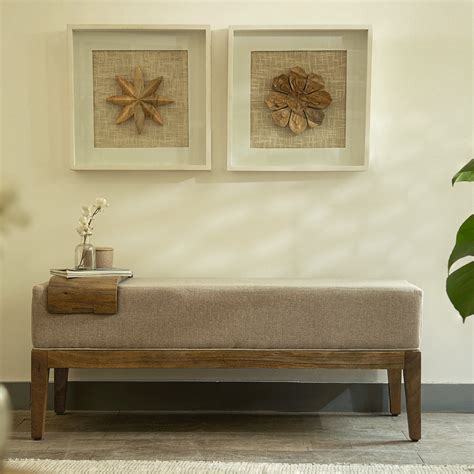 Upholstered Wooden Bench with Wooden Slider – ellementry