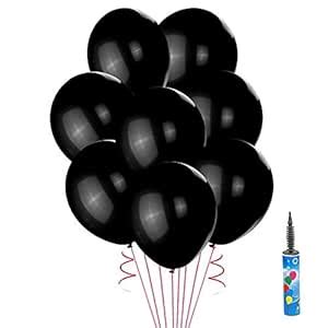 Infispace® High Definition Metallic Balloons With Free Hand Pump (Black ...