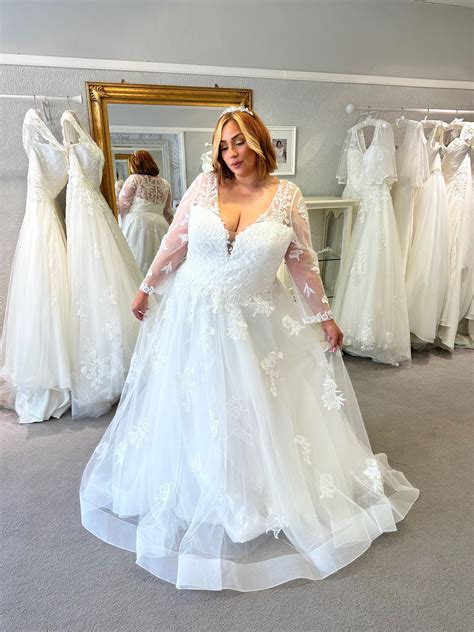 Belle plus size wedding dress with long sleeves