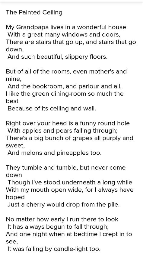 what is a little bit sad for the poet in poem the painted ceiling ...