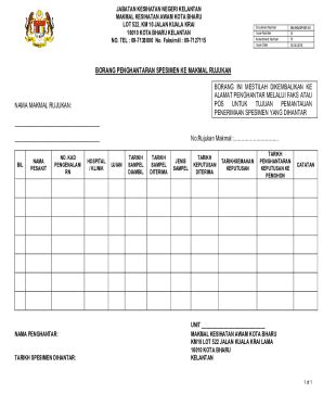Fillable Online penghantaran spesimen ke makmal rujukan (tb) Fax Email ...
