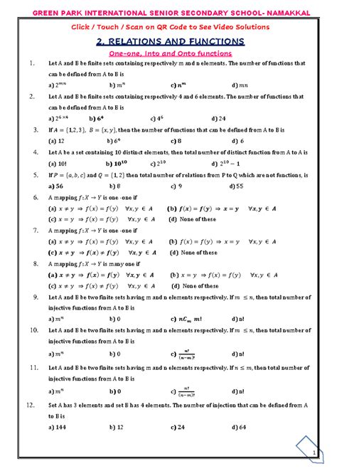 1. Relations and Functions - Click / Touch / Scan on QR Code to See ...