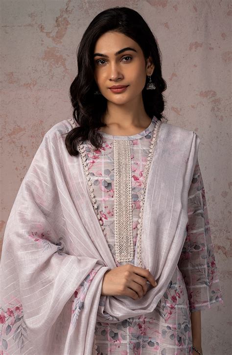 Beige Exclusive Unstitched Linen Salwar Kameez Dupatta - FER1860