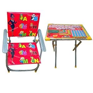 Yashvin Rounded Study Table Chair Set for Growing Kids Alphabets ...