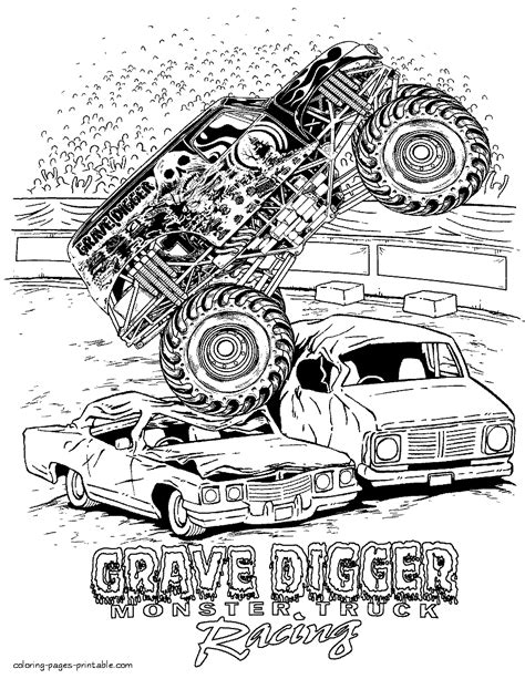 Grave Digger monster truck coloring pages printable || COLORING-PAGES ...