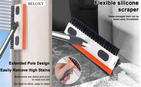 BELOXY 2-in-1 Bathroom Cleaning Brush with Wiper - Long Handle 180 ...