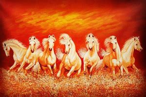Seven Lucky Running Horses Vastu Vinyl Sticker Painting Poster ...
