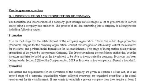 Company Law Notes: Incorporation, Meetings, and Winding Up (CL-101 ...