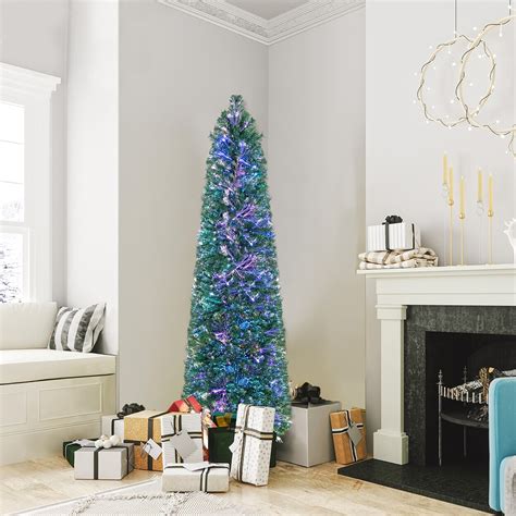 6 Ft Fiber Optic Artificial Christmas Tree Slim Pencil Xmas Tree W ...
