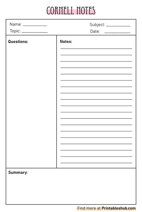 Blank cornell notes templates with pdf – Artofit