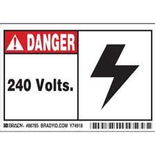 DANGER 240 Volts Labels - Brady Part: 86785 | Brady | BradyIndia.co.in