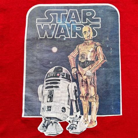 70's~ STAR WARS スターウォーズ プリントTee C-3PO R2-D2 映画 BVDボディ レッド 赤 ミントコンディション ...