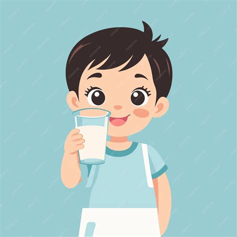 Premium Vector | Cute boy drinking milk cartoon illustration vector art