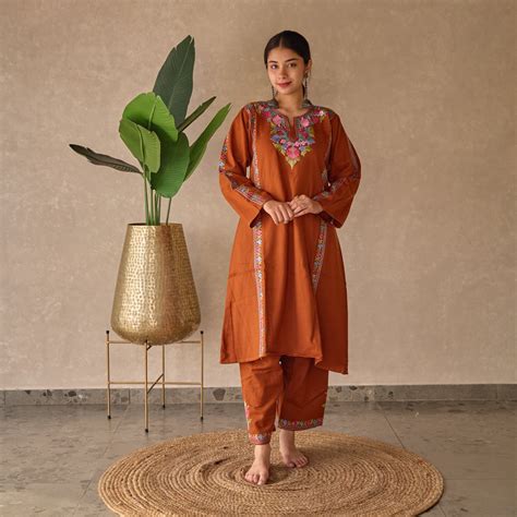 Burnt Orange Kashmiri Woollen Set – Kashmiriyat