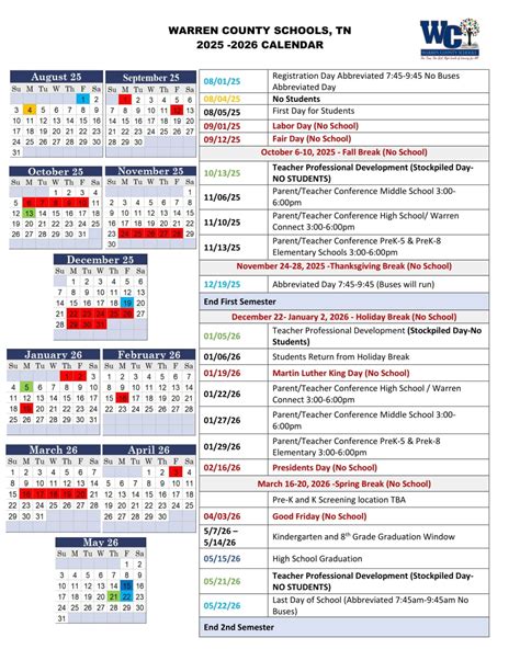 Warren County Schools TN Calendar 25-26 Revised [PDF] - EduCounty