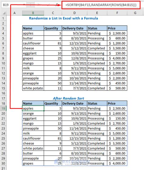How to Random Sort in Excel 的图像结果